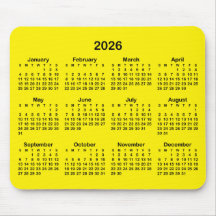 Bright Yellow and Black 2026 Calendar