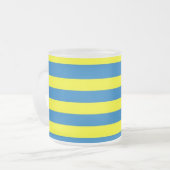 Bright Yellow and Blue Stripes Matglas Koffiemok (Voorkant links)