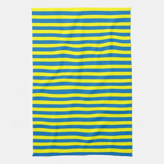 Bright Yellow and Blue Stripes Theedoek (Verticaal)