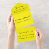 Bright Yellow Background – Minimal Wedding Art All In One Uitnodiging (Afscheurbaar)