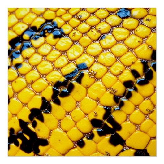 Bright Yellow Black Snake Skin Scales Animal Print Perfect Poster (Voorkant)