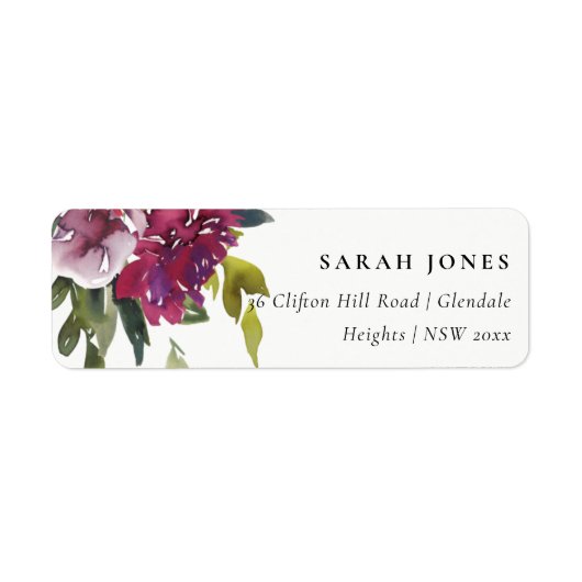 BRIGHT YELLOW BLUSH BURGUNDY FLORAL BUNCH ADRES ETIKET (Voorkant)