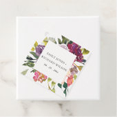 BRIGHT YELLOW BLUSH BURGUNDY FLORAL BUNCH WEDING BEDANKJES LABELS (In situ)