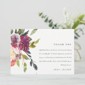 BRIGHT YELLOW BLUSH BURGUNDY FLORAL BUNCH WEDING BEDANKKAART (Staand voorkant)