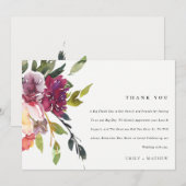 BRIGHT YELLOW BLUSH BURGUNDY FLORAL BUNCH WEDING BEDANKKAART (Voorkant / Achterkant)