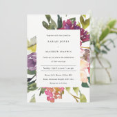 BRIGHT YELLOW BLUSH BURGUNDY FLORAL BUNCH WEDING KAART (Staand voorkant)