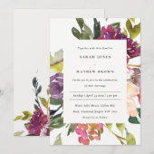 BRIGHT YELLOW BLUSH BURGUNDY FLORAL BUNCH WEDING KAART (Voorkant / Achterkant)