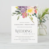 BRIGHT YELLOW BLUSH BURGUNDY FLORAL BUNCH WEDING KAART (Staand voorkant)