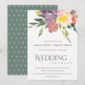 BRIGHT YELLOW BLUSH BURGUNDY FLORAL BUNCH WEDING KAART (Voorkant / Achterkant)