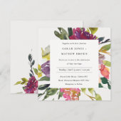 BRIGHT YELLOW BLUSH BURGUNDY FLORAL BUNCH WEDING KAART (Voorkant / Achterkant)