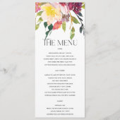 BRIGHT YELLOW BLUSH BURGUNDY FLORAL BUNCH WEDING MENU (Voorkant)