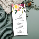 BRIGHT YELLOW BLUSH BURGUNDY FLORAL BUNCH WEDING MENU