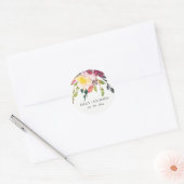 BRIGHT YELLOW BLUSH BURGUNDY FLORAL BUNCH WEDING RONDE STICKER (Envelop)