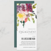 BRIGHT YELLOW BLUSH BURGUNDY FLORAL VERLOVING KAART (Voorkant / Achterkant)