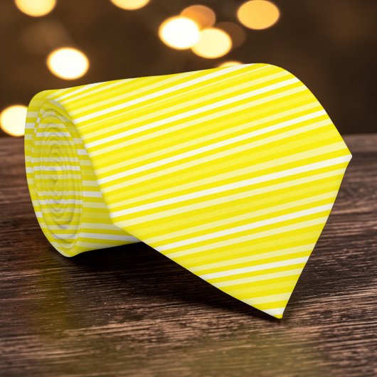 Bright Yellow Color Stripes Necktie Stropdas