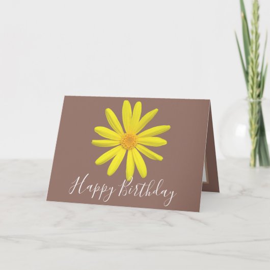 Bright Yellow Daisy Botanical Modern Chic Birthday Kaart (Voorkant)