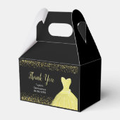 Bright Yellow Dress Faux Glitter Quinceanera Bedankdoosjes (Achterkant)