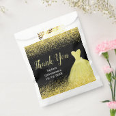 Bright Yellow Dress Faux Glitter Quinceanera Bedankzakje (Gezegeld)