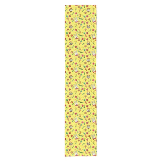 Bright Yellow Easter Pattern Table Runner Korte Tafelloper (Voorkant)