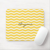 Bright Yellow en White Chevron Pattern Muismat (Met muis)