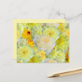 Bright Yellow Floral Blank Greeting Briefkaart