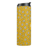 Bright Yellow Floral Pattern Personalised Thermosbeker (Gedraaid links)
