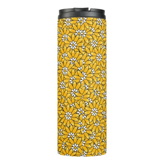 Bright Yellow Floral Pattern Personalised Thermosbeker (Achterkant)