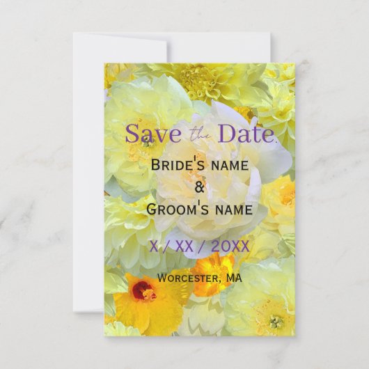 Bright Yellow Floral Save the Date | Modern Sunny  (Voorkant)