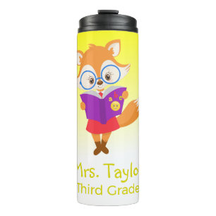 Bright Yellow Fox Teacher's Gift Thermosbeker