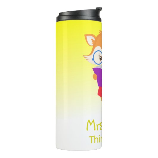 Bright Yellow Fox Teacher's Gift Thermosbeker (Gedraaid links)