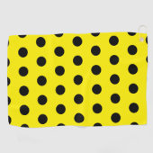 Bright Yellow Golf Towel with Black Dot Pattern Golfhanddoek (Horizontaal)