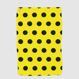 Bright Yellow Golf Towel with Black Dot Pattern Golfhanddoek