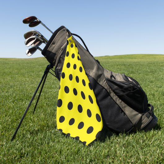 Bright Yellow Golf Towel with Black Dot Pattern Golfhanddoek (Groen)