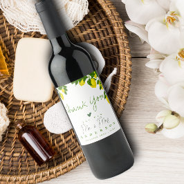 Bright Yellow Lemon Citrus de heer Mrs Wedding Fav Wijn Etiket