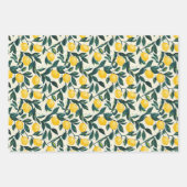 Bright Yellow Lemon Patroon set van 3 Inpakpapier Vel (Voorkant 2)