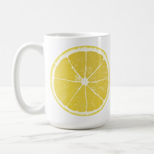 Bright Yellow Lemon Slice on White Mug Koffiemok (Links)