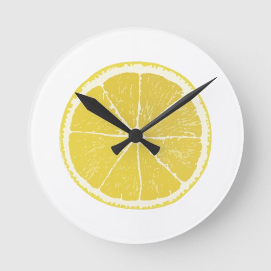 Bright Yellow Lemon Slice Wall Clock Ronde Klok (Voorkant)