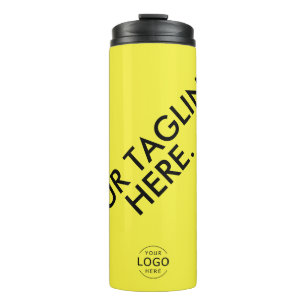Bright Yellow Minimal Logo Tagline Company Swag Thermosbeker