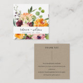 BRIGHT YELLOW ORANJE FLORA BUNCH WEDDING DANK U VIERKANTE VISITEKAARTJE (Voorkant / Achterkant)