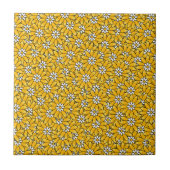 Bright Yellow Overlapping Floral Pattern Tegeltje (Voorkant)