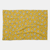 Bright Yellow Overlapping Floral Pattern Theedoek (Horizontaal)