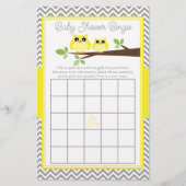 Bright Yellow Owl Grey Chevron Baby shower Bingo (Voorkant)