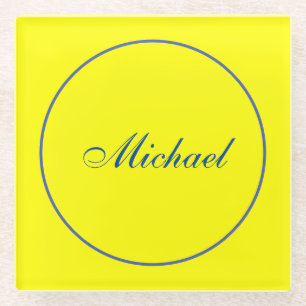 Bright Yellow Plain Elegant Professional Modern Glazen Onderzetter