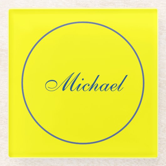 Bright Yellow Plain Elegant Professional Modern Glazen Onderzetter (Voorkant)