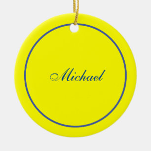 Bright Yellow Plain Elegant Professional Modern Keramisch Ornament