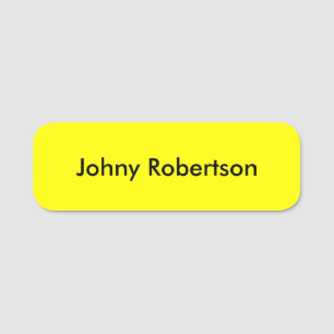 Bright Yellow Plain Elegant Professional Modern Naamplaatje