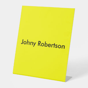 Bright Yellow Plain Elegant Professional Modern Reclamebord Met Voetstuk