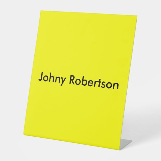 Bright Yellow Plain Elegant Professional Modern Reclamebord Met Voetstuk (Voorkant)