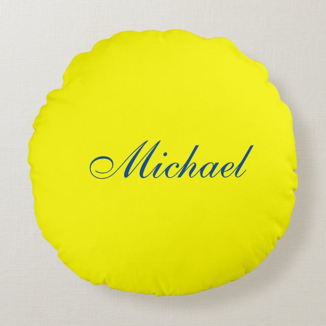 Bright Yellow Plain Elegant Professional Modern Rond Kussen (Voorkant)