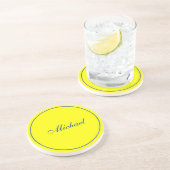 Bright Yellow Plain Elegant Professional Modern Zandsteen Onderzetter (Zijkant)